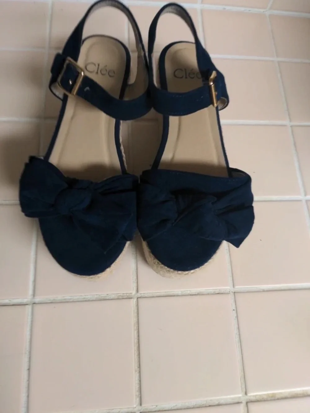 Women’s Navy Bow Espadrille Platform Sandals